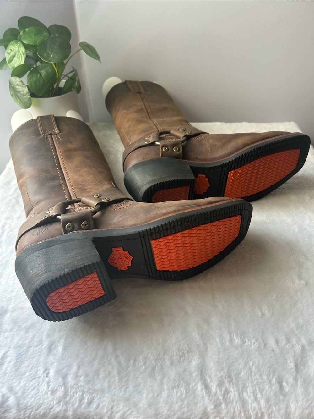 Harley-Davidson Brown Leather Harness Boots with Buckle Detail - Picture 6 of 7
